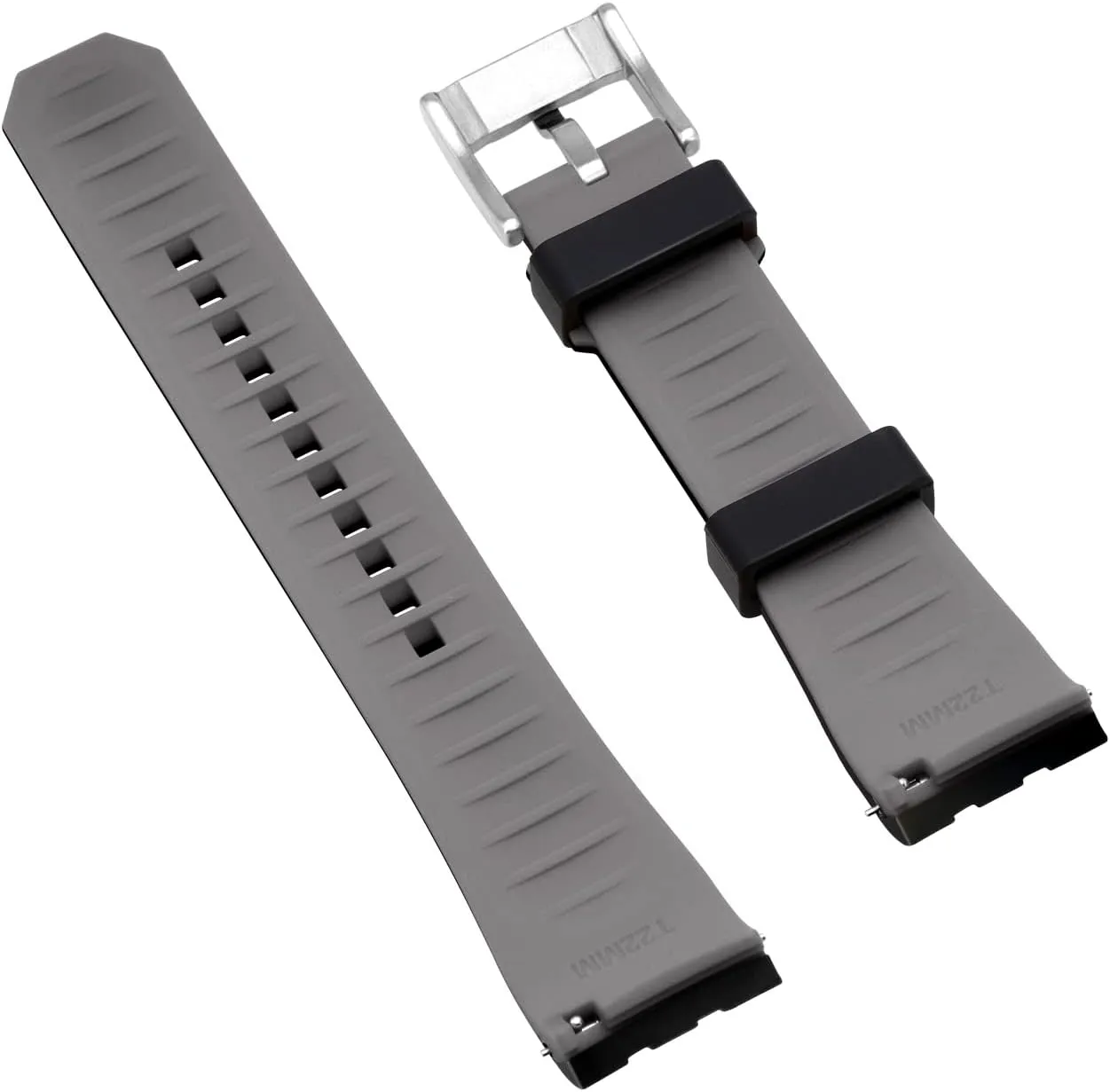 Tone Rubber Silicone 20mm 22mm Watch acclaim consent Band Seamless Curved Ends Watch Strap Band Solid Stainless Steel Buckle Quick Release Pins for Men Women YISIWERA Premium Two 