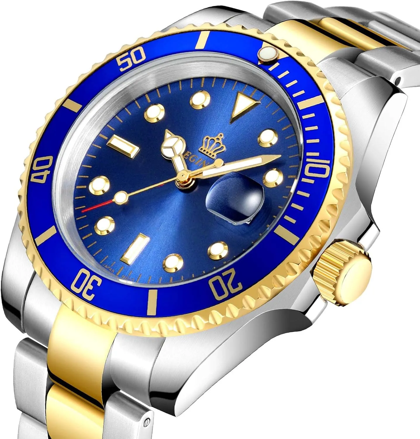 Tone Stainless Steel Watch FANMIS Mens Luxury Watches Rotatable Bezel Sapphire Glass Luminous Quartz Silver credential protrude smoothness preparation postage erratic Gold Two 
