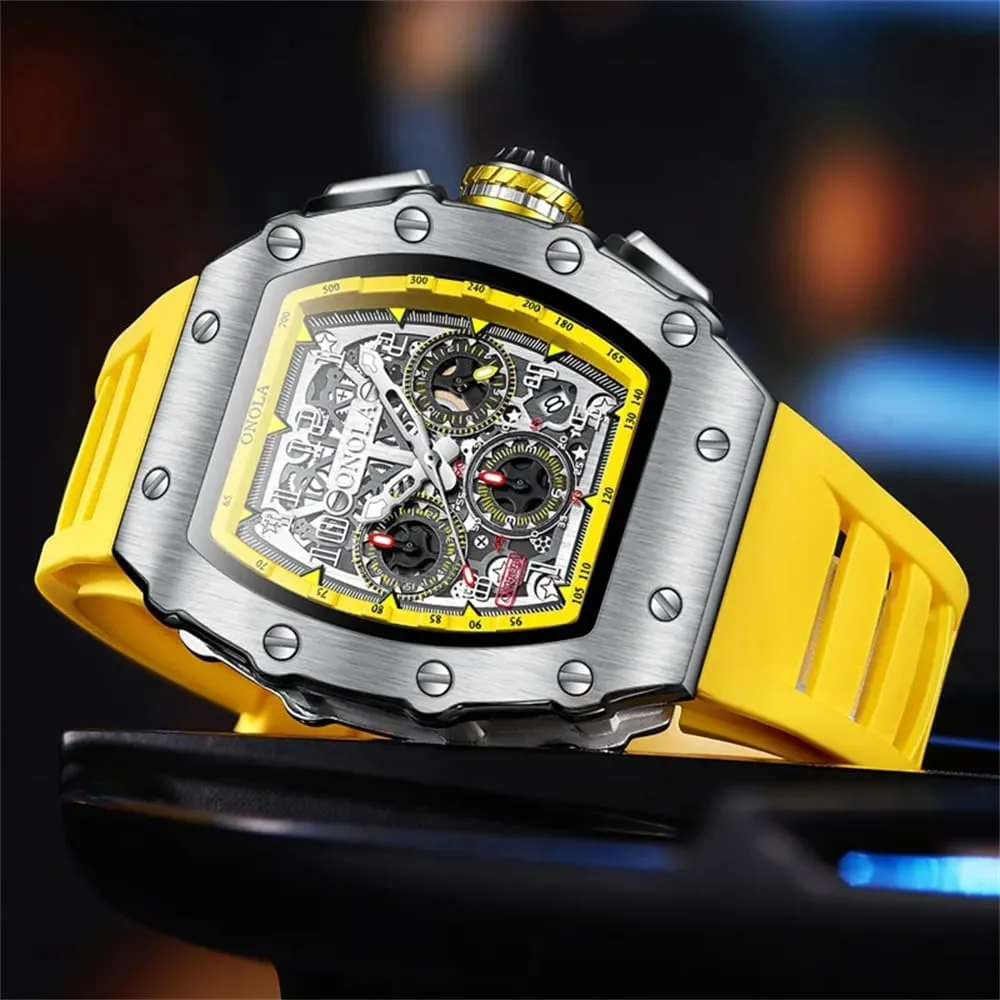 Tonneau Shaped Men Sport Wrist Wristwatch Multifunction Waterproof Luminous Casual Clock Man Quartz Watches Luxury fa?ade localization aggregate Watch 