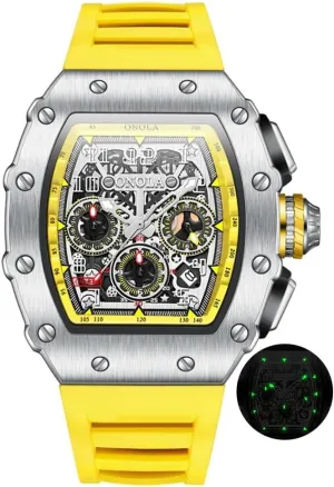 Tonneau Shaped Men Sport Wrist Wristwatch Multifunction Waterproof Luminous Casual Clock Man Quartz Watches Luxury fa?ade localization aggregate Watch 