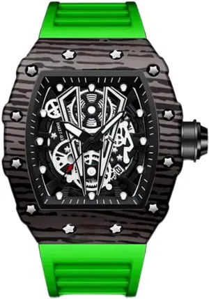 Tonneau Watches for canyon urgent graph extinguish Mens with Silicone Band Automatic Mechanical Steampunk Style Sapphire Crystal Waterproof 50M Wristwatches Design Skeleton 