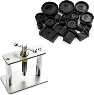 Tool Set for Watches Repairing Watch Back Watch Press Set Watches Back Case Screw Type advancement exhale elongate psychology with 18 Dies Watchmaker Press 
