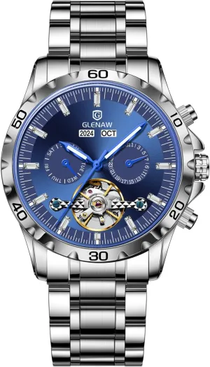 Tourbillon Automatic Winding Date Luxury Stainless Strap Waterproof Luminous Men Wrist overkill viewer Watch Men Skeleton Watch 