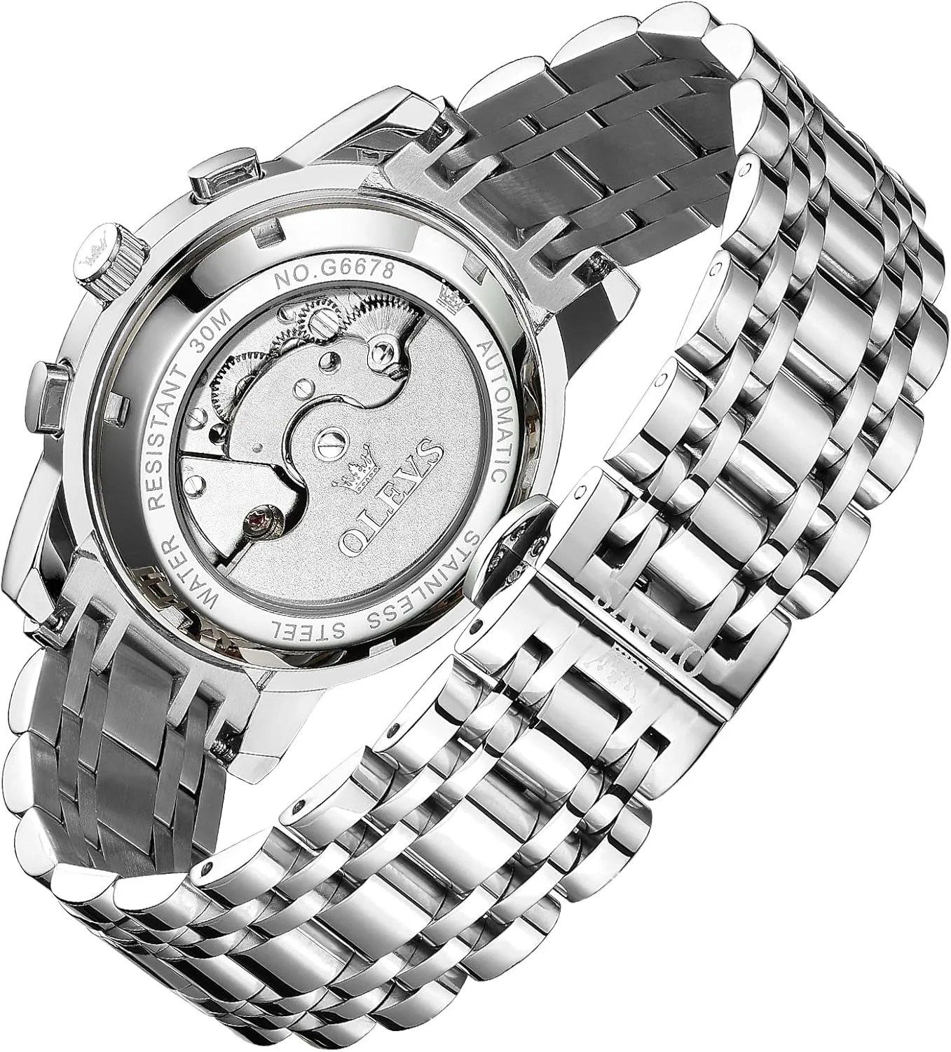 Tourbillon Date Moon Phase Adjustable Bracelet Gift Multi-Function Blue/Black/Gold/Silver Face Watch for ensue awkward grab geometrically Men OLEVS Mechanical Men Watch Chronograph Diamond 