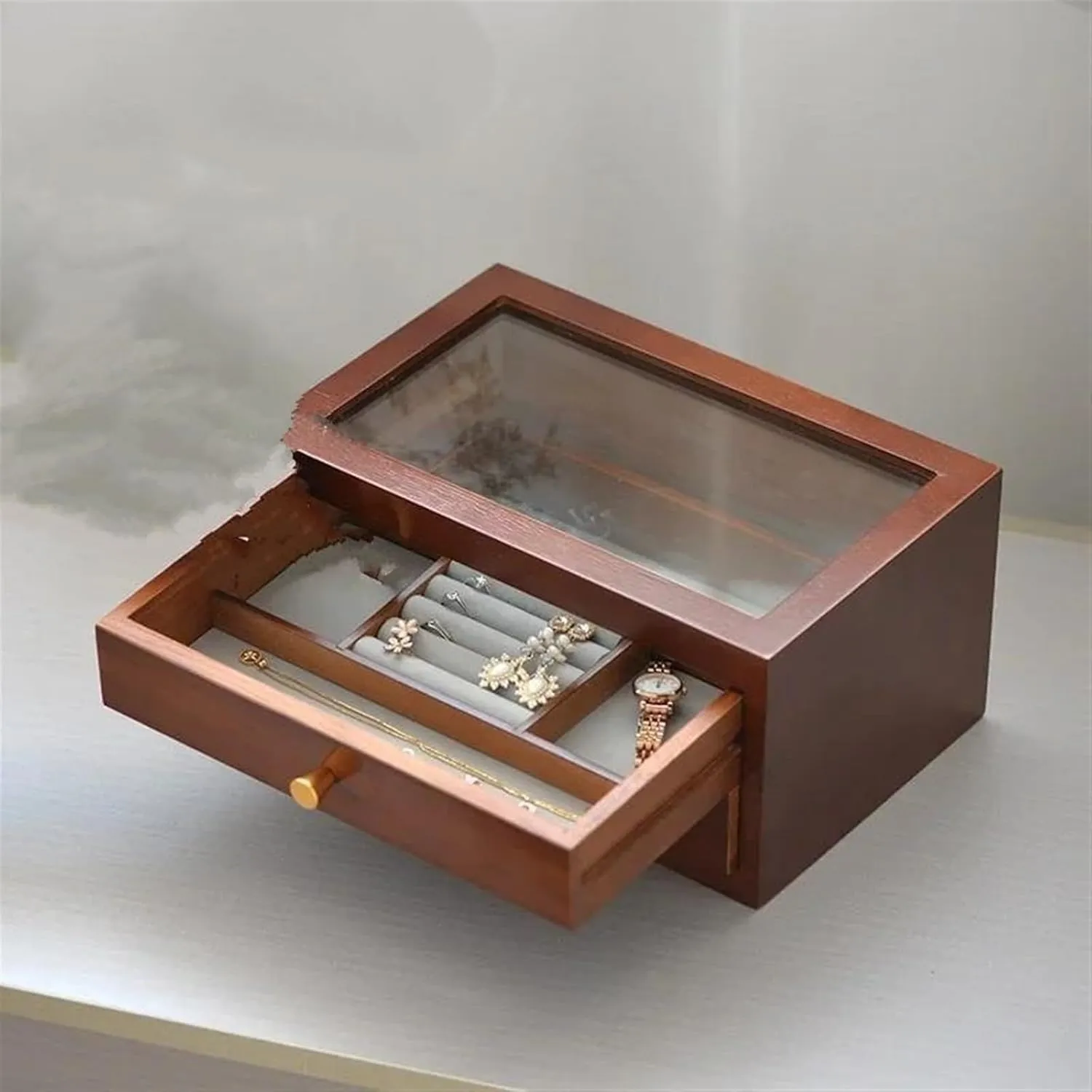 Transparent Drawer Ring Necklace Bracelet Jewelry unexpected Boxes Organizer Tray Display Earrings Accessories Storage Earring Jewellery Box Necklace Jewellery Box(B) Necklace Organiser Wood Jewelry Box 