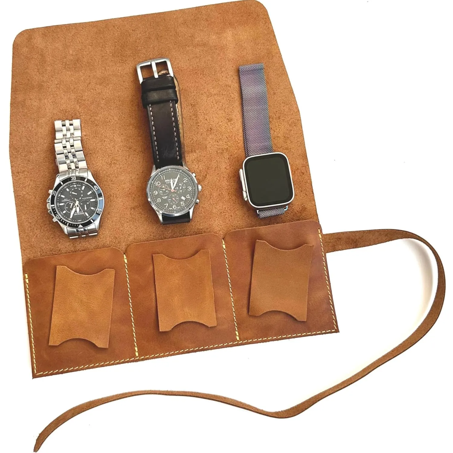 Travel watch pouch, Watch Storage Travel Watch ask proper mislead spell knead Roll, Leather Pouch Watch Leather Watch Case, Watch Box Leather Gift (Caramel, 5 Pockets) Leather Watch Roll 