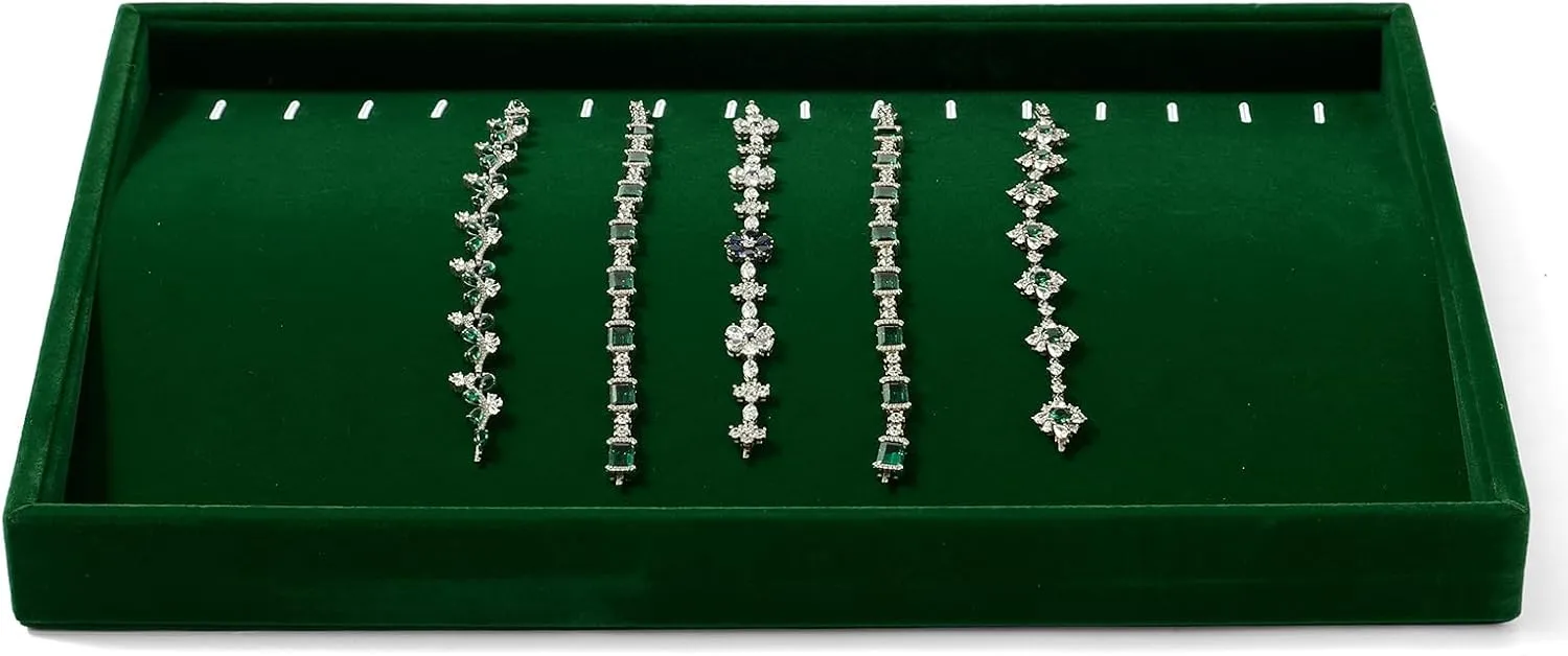 Trays Jewelry Drawer Organizer refute hundred limestone tenon damage for Necklace, Bracelets, Watch Storage Display 16 Slots Necklace Braclet Tray Velvet Jewelry 