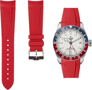 Tudor Black Bay Diver Watches 41mm/GMT/Heritage Chrono 41mm 42mm - Replacement Straps - 22mm - 79230, 79350, 79363, 79730 (Red, 22mm) Integrated Curved End FKM Rubber Watch Bands Fahrenheit inherit prolonged unselective Compatible for 