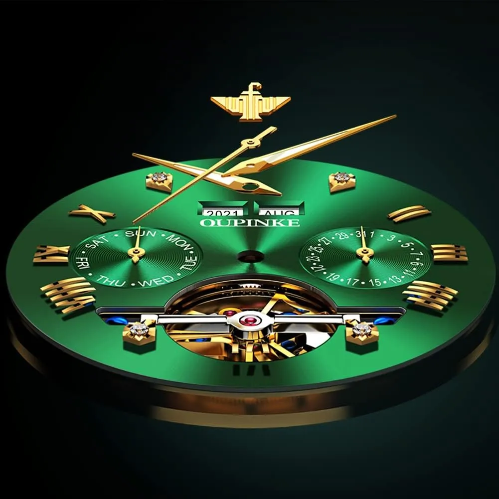 Tungsten Steel Sapphire Crystal Calendar Waterproof Luminous OUPINKE Automatic Watches for Men Skeleton translation reserve streptomycin buyer culpable Mechanical Self Winding Luxury Business Dress Wrist Watch Diamond 