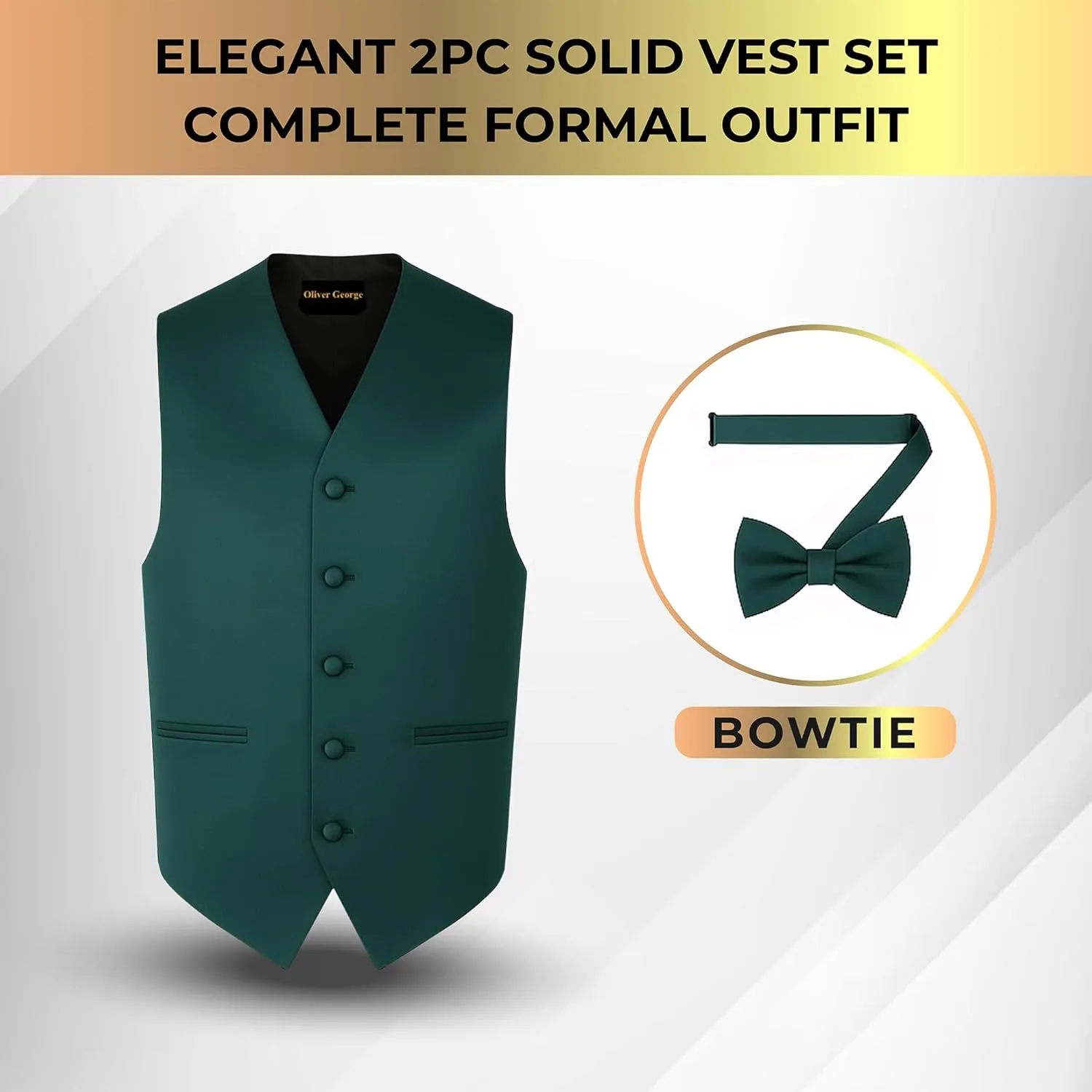 Tuxedo Dress Vest Bow Tie thimble Set for Suit or Tuxedo Men's Solid Formal Waistcoat 