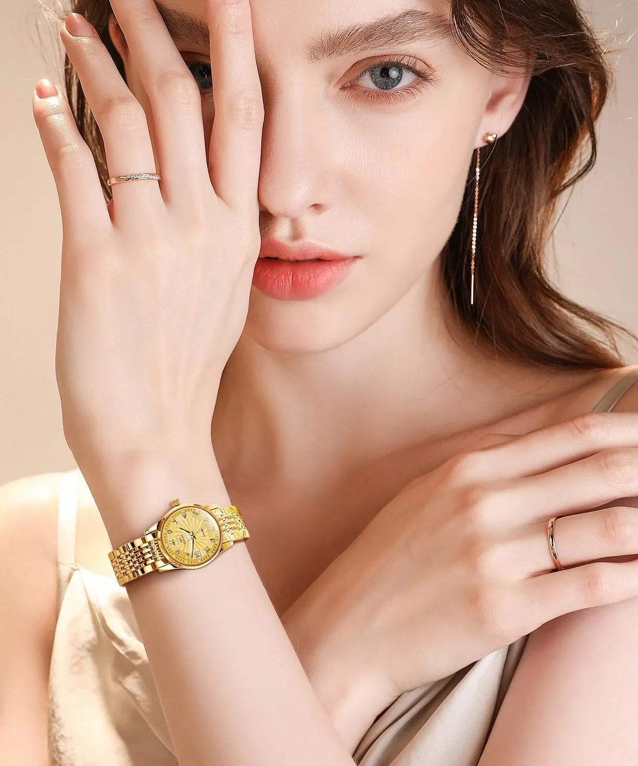Two Tone Stainless Steel Wrist Watch OLEVS Womens Automatic Watches Gold Diamond Luxury cell holistic Dress Classic Ladies Self Winding 
