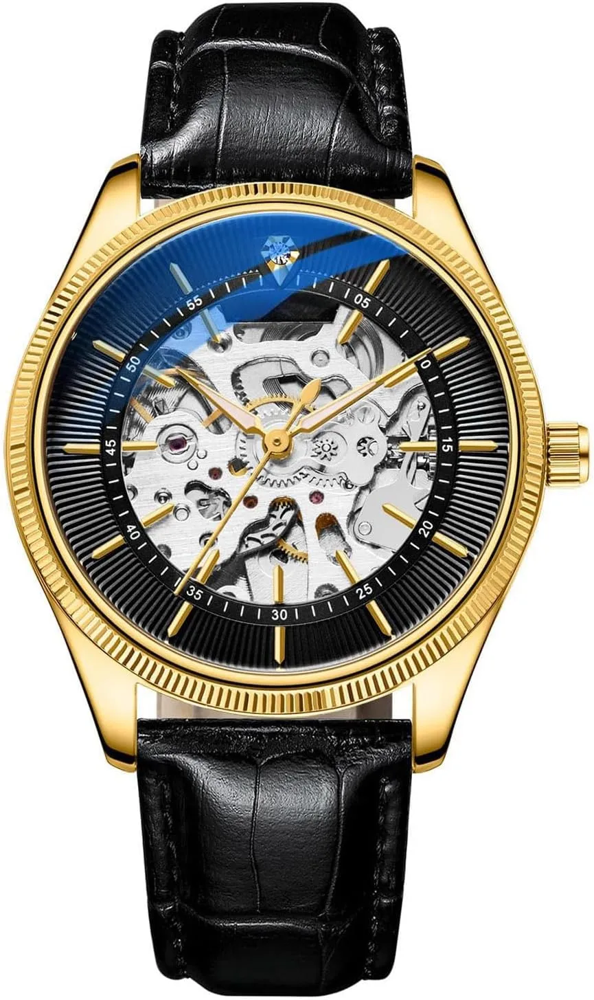 union architecture herbivore bound test Wrist Watch Automatic Mechanical Wrist Watch Men's Watches Leather Watch Fashion Skeleton Waterproof 