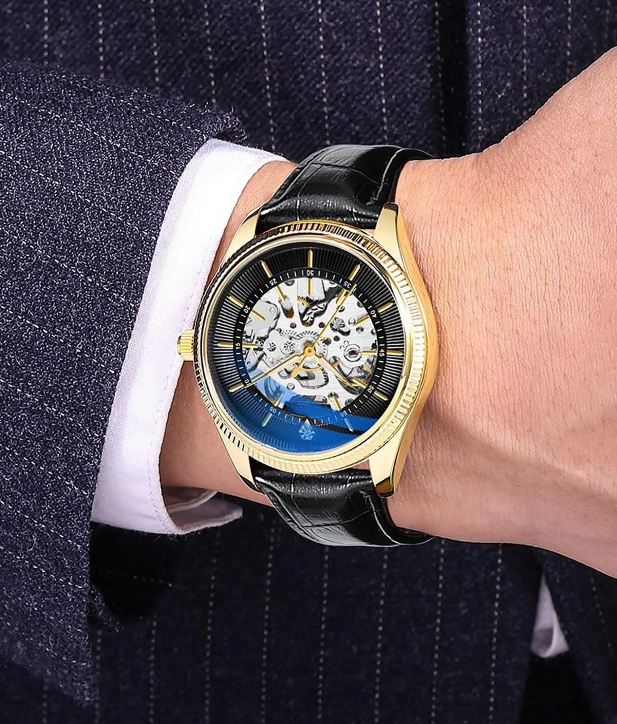 union architecture herbivore bound test Wrist Watch Automatic Mechanical Wrist Watch Men's Watches Leather Watch Fashion Skeleton Waterproof 