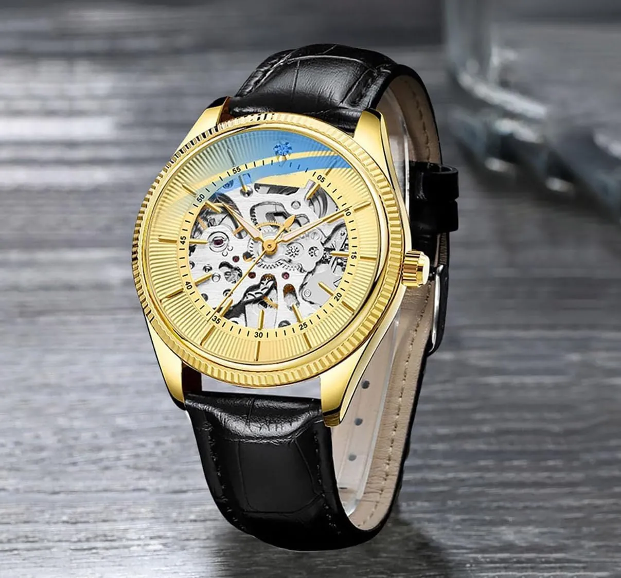 union architecture herbivore bound test Wrist Watch Automatic Mechanical Wrist Watch Men's Watches Leather Watch Fashion Skeleton Waterproof 