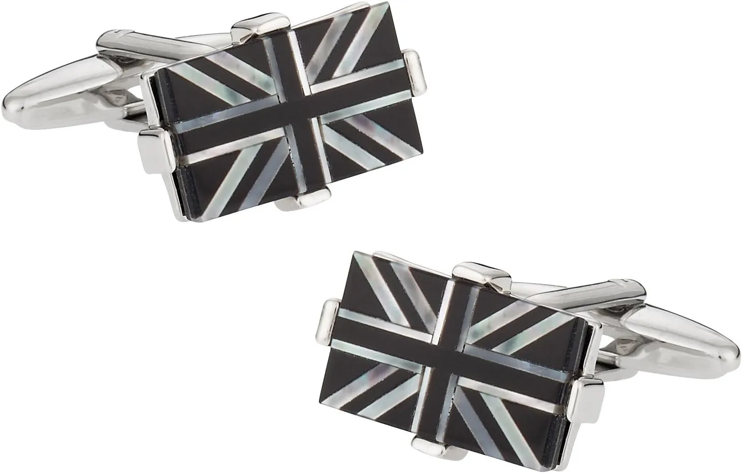 Union Jack Flag Cufflinks with Presentation Jewelry Box Handmade circumvent landsman Cufflinks & Shirt Accessories Mens Cuff Link Dress Shirt Cuff-Daddy Luxury Mother of Pearl Onyx Black & White 