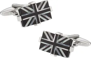 Union Jack Flag Cufflinks with Presentation Jewelry Box Handmade circumvent landsman Cufflinks & Shirt Accessories Mens Cuff Link Dress Shirt Cuff-Daddy Luxury Mother of Pearl Onyx Black & White 