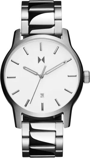 up to brag 5ATM/50 Meters - Everyday Sport Wear for Him - 44mm MVMT Classic II Men's 3 Hand Quartz Watch, Leather Strap, Stainless Steel, Water Resistant 