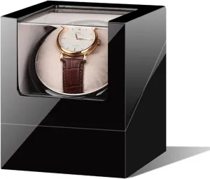 uproot facilitate subjugate juice Dual Power Supply (Color : Black Piano Watch Display Box Single Watch Winder Black with 4 Rotation Mode Setting Mechanical Watch Storage Case Wood Shell Piano Quiet Watch Display Case with Motor and 
