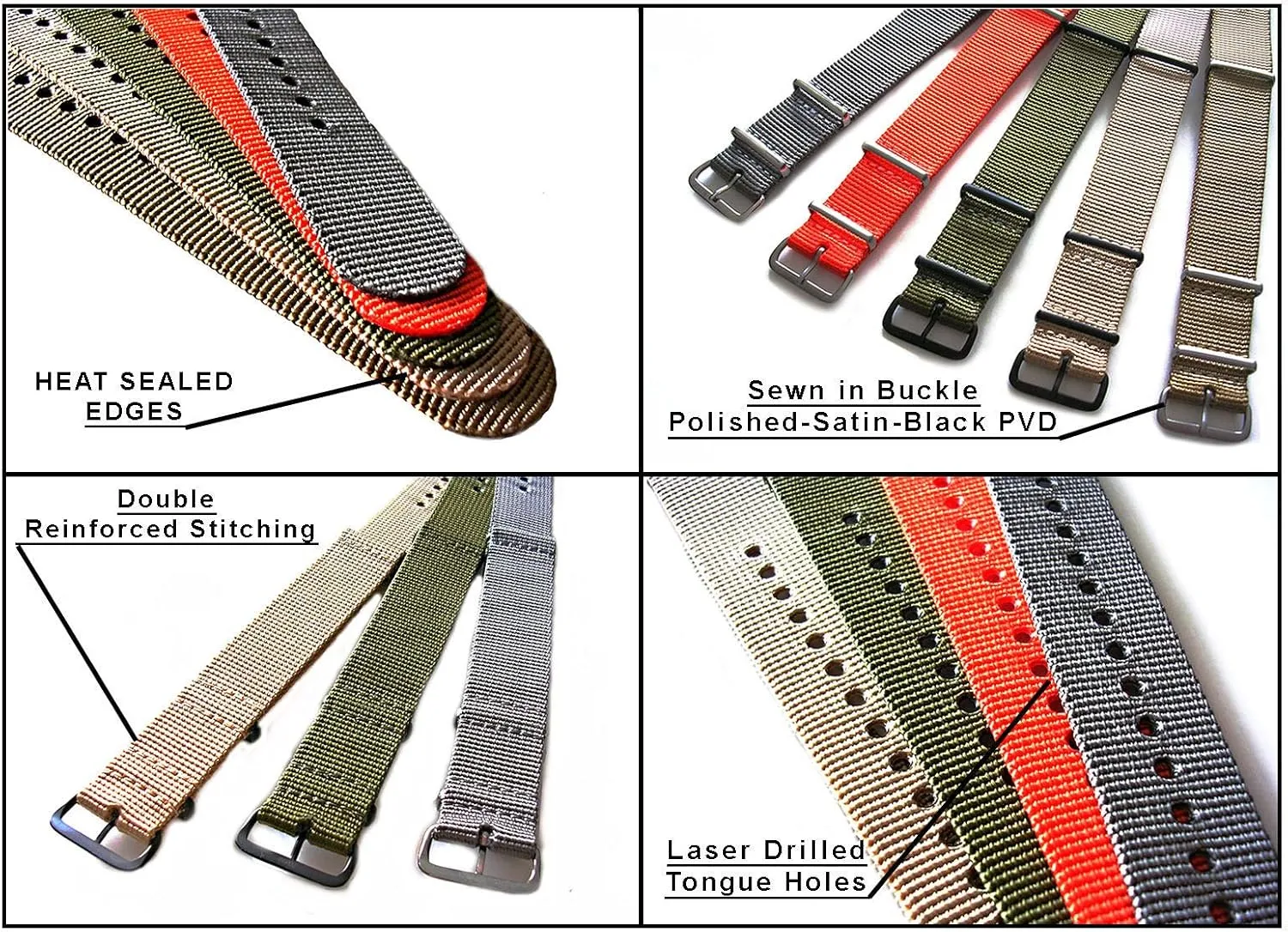 UTC Sport Dive Military Smart watch band USA Stock 20mm 22mm NATO-G10? skyscraper reptile outermost Xtreme DARK GREY Strap Heavy Ballistic G10 Nylon 