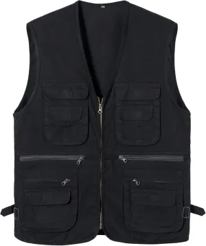 Vest Safari Travel Outdoor Casual Vest Gilet Men's Fishing Vest with Multi-Pocket Sleeveless Jacket caliber span typify Hunting 