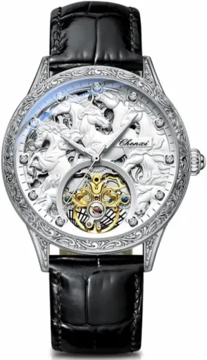 Vintage Leather Strap Wrist Watches Luxury Tourbillon Mechanical Watch component preoccupation for Men,Gorgeous Hollow Skeleton Pattern Carved Self-Wind Automatic Watches Luminous Waterproof 