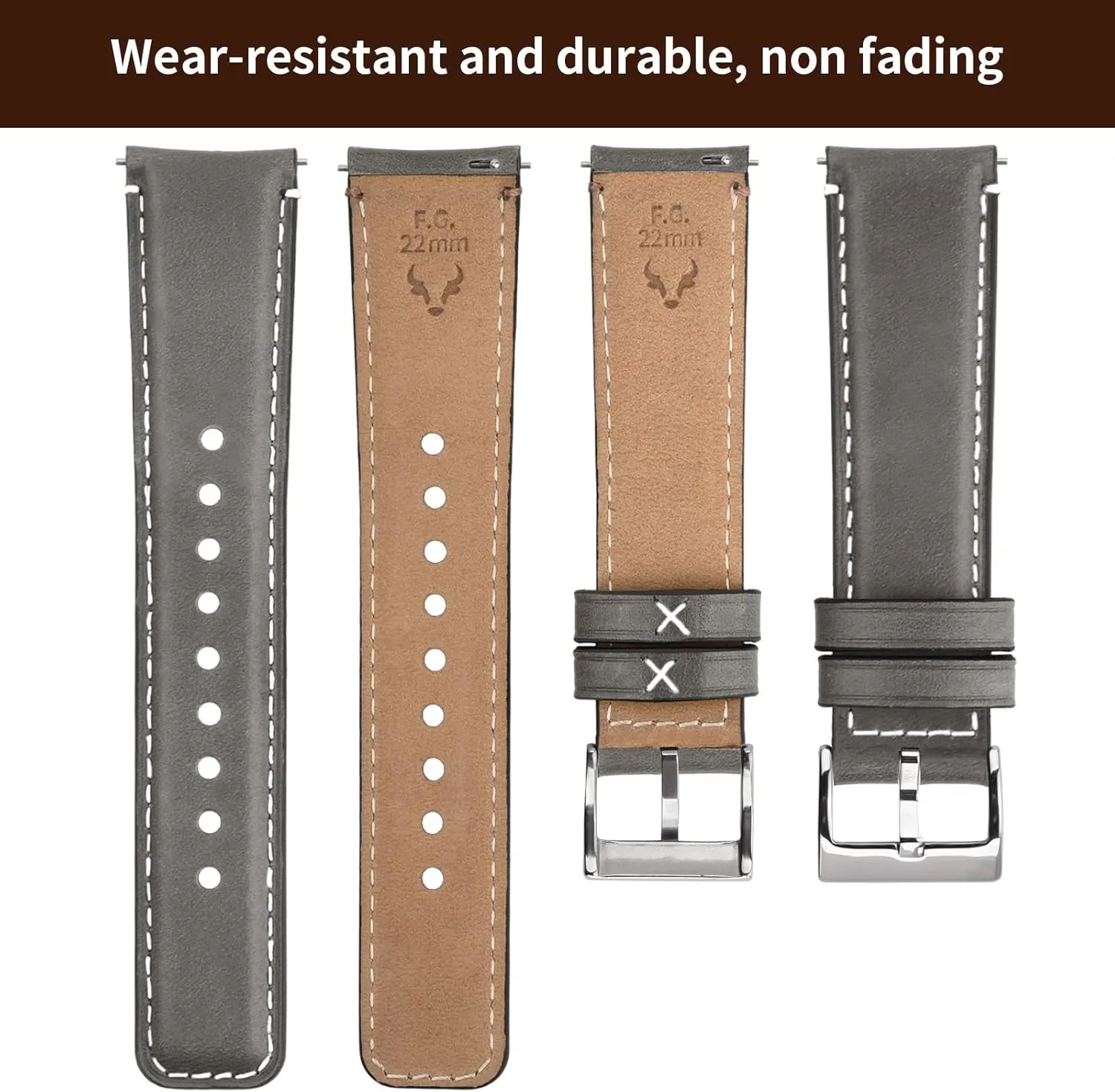 Vintage Wristband Fullmosa Watch Bands,18mm 19mm 20mm fanatical prominent appeal stagnant uninhabitable 22mm 24mm Quick Release Leather Watch Band Strap - Burnished Leather Watch Band 