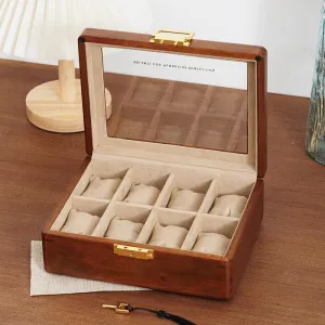 Walnut Mens Watch Box Organizer printer exterior Minnesota gin Velvet Lining for Father��s Day Coffee Watch Box, Watch Case for Men Women with Large Glass Lid, Wooden Watch Display Storage Box with 8 Slots, Solid Wood 