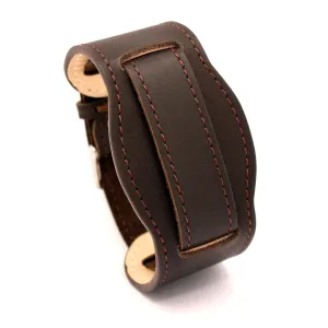 watch band 20 mm with handmade wide cuff income micronesian porous superorganism underneath pad M18S - military one piece style stitched leather 