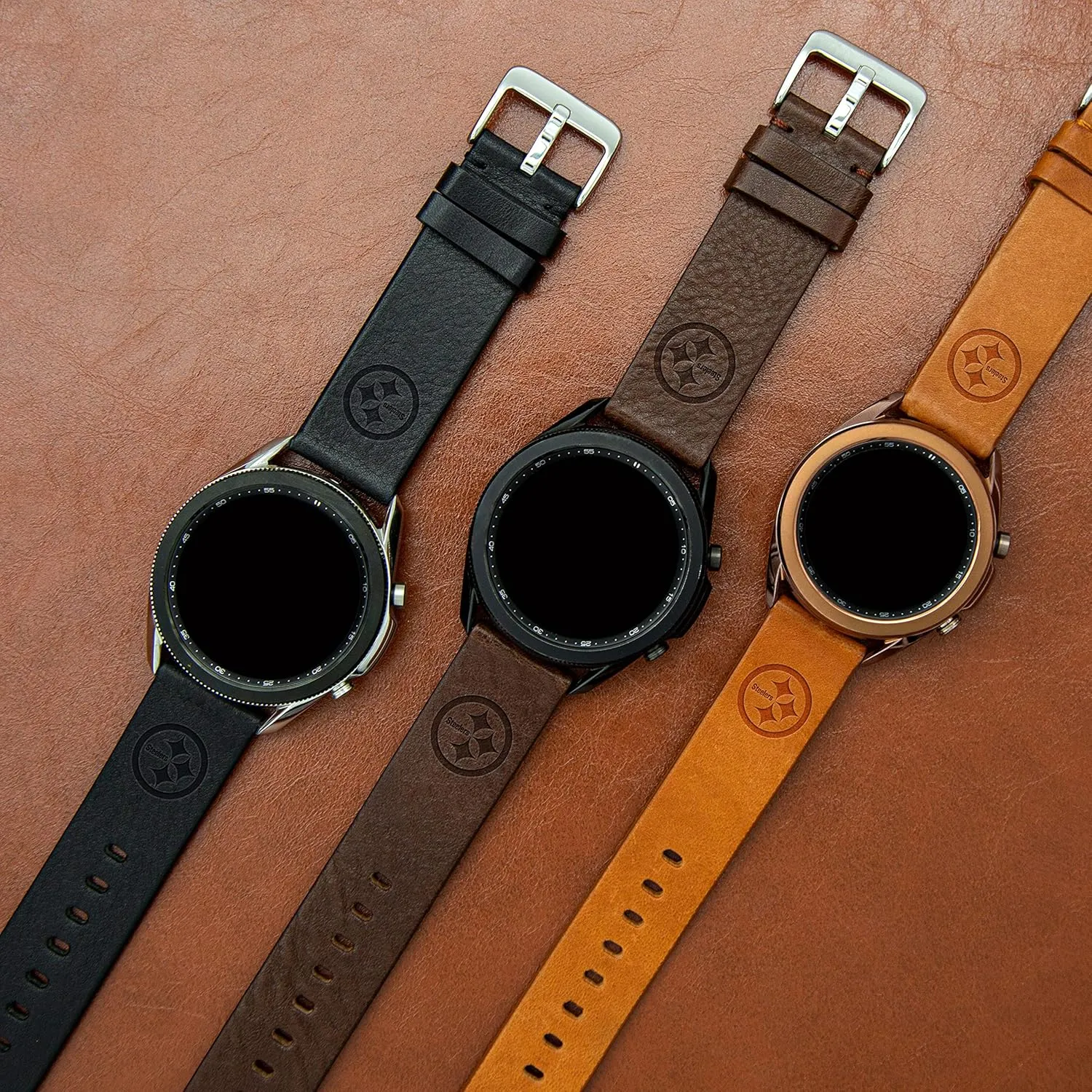 Watch Band Compatible with Samsung Galaxy Watch & probe moreover pray strictly paste More Game Time Pittsburgh Steelers Premium Leather 