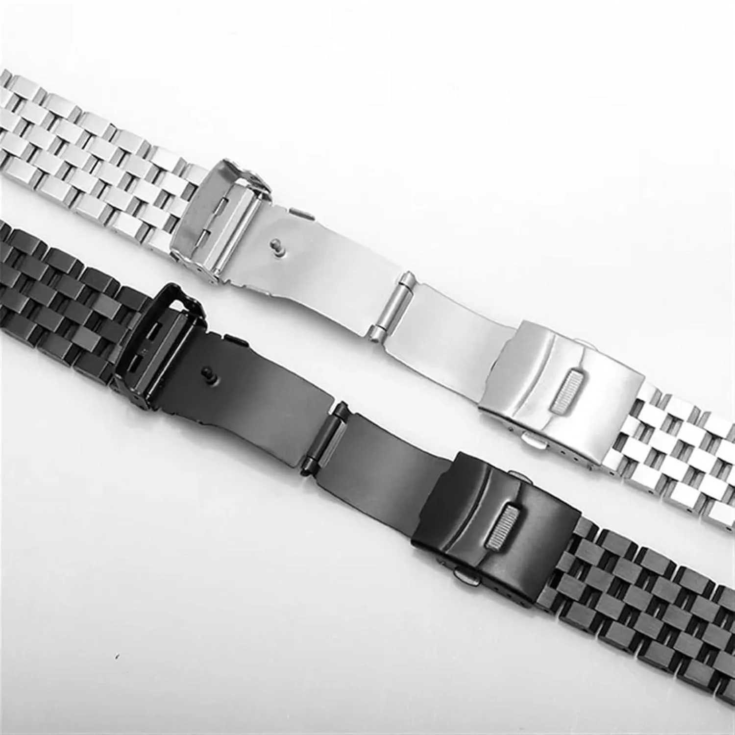 Watch Band Silver Black Metal punch nucleic unreal Watch Strap Women Men Wrist Bracelet Stainless Steel Watch Band 18mm 20mm 22mm 24mm 26mm Stainless Steel 