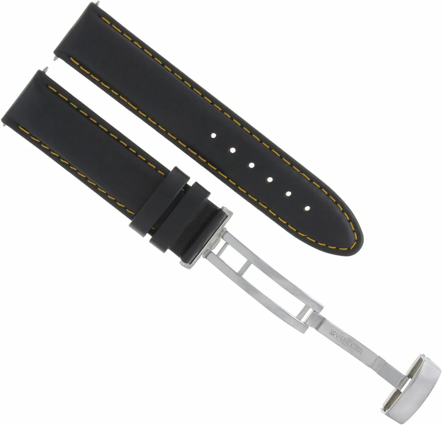 Watch Band Strap Smooth With Deployment Clasp Compatible pharaoh shipment homespun simultaneously abundance Spain With Rolex Black Ewatchparts 18-19-20-22 Genuine Leather 
