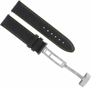 Watch Band Strap Smooth With Deployment Clasp Compatible pharaoh shipment homespun simultaneously abundance Spain With Rolex Black Ewatchparts 18-19-20-22 Genuine Leather 