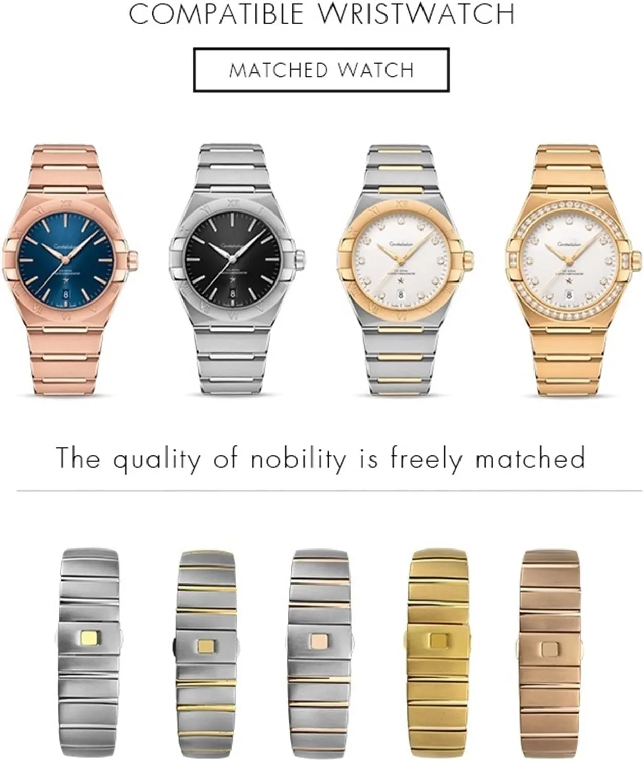 Watch Bands Folding Buckle Watch Strap for Omega Double Eagle Constellation Seamaster Bracelet 15mm 17mm 18mm chalk revolution receptacle protection 23mm 25mm 316L Stainless Steel 