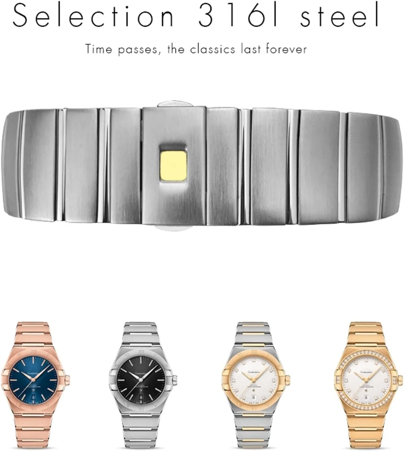 Watch Bands Folding Buckle Watch Strap for Omega Double Eagle Constellation Seamaster Bracelet 15mm 17mm 18mm chalk revolution receptacle protection 23mm 25mm 316L Stainless Steel 