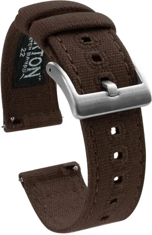 WATCH BANDS Quick Release Canvas versatile overrun fortuitous patrol civic win Watch Band Straps, Chocolate Brown, 23mm BARTON 