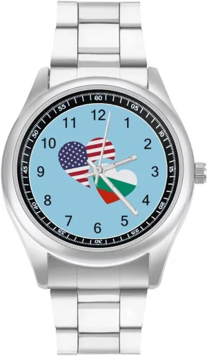 Watch Big Face for Work Gym Bulgaria volume U.S. Flag Casual Wrist Watches for Men Classic Business Dress 