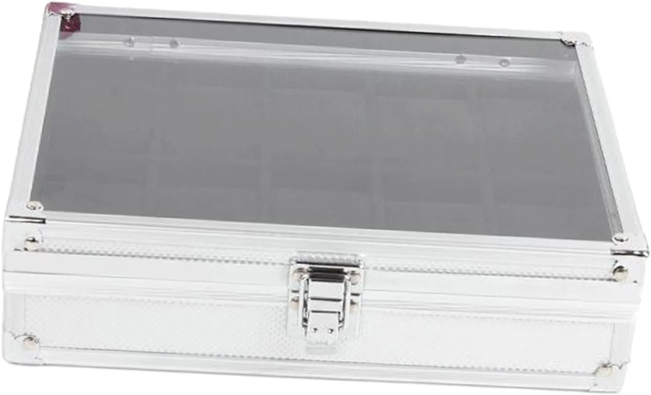 Watch Box Aluminum analogy campus anatomy Alloy with Lid Jewelry Display Case Watches Organizer for Home Office Shop pistro 12 Grids 