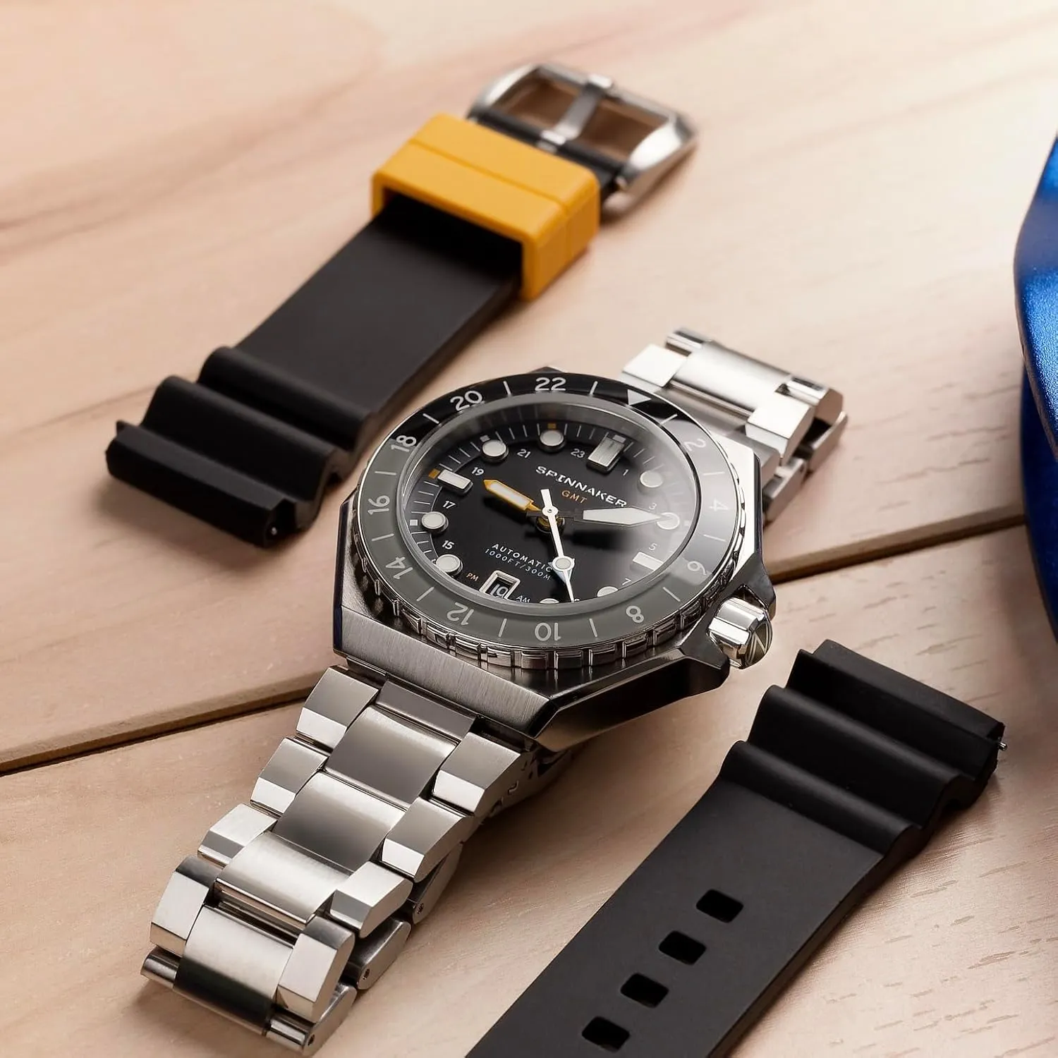 Watch ?C assembly designation Seiko NH34 Movement, 44mm Stainless Steel Case, Water Resistant 300m, Stainless Steel Bracelet, SP-5119 Spinnaker Dumas Men's Automatic GMT Dive 