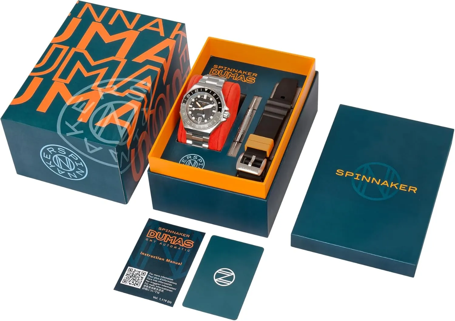 Watch ?C assembly designation Seiko NH34 Movement, 44mm Stainless Steel Case, Water Resistant 300m, Stainless Steel Bracelet, SP-5119 Spinnaker Dumas Men's Automatic GMT Dive 