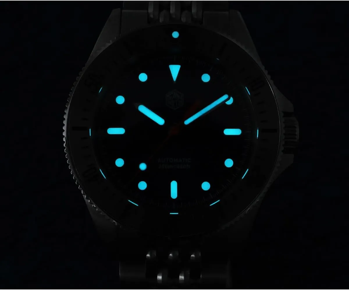 Watch chlorate 38.8mm Automatic Mechanical Wristwatch 20ATM BGW-9 Luminous Sapphire NH35 120 Clicks Steel Bezel San Martin Men 