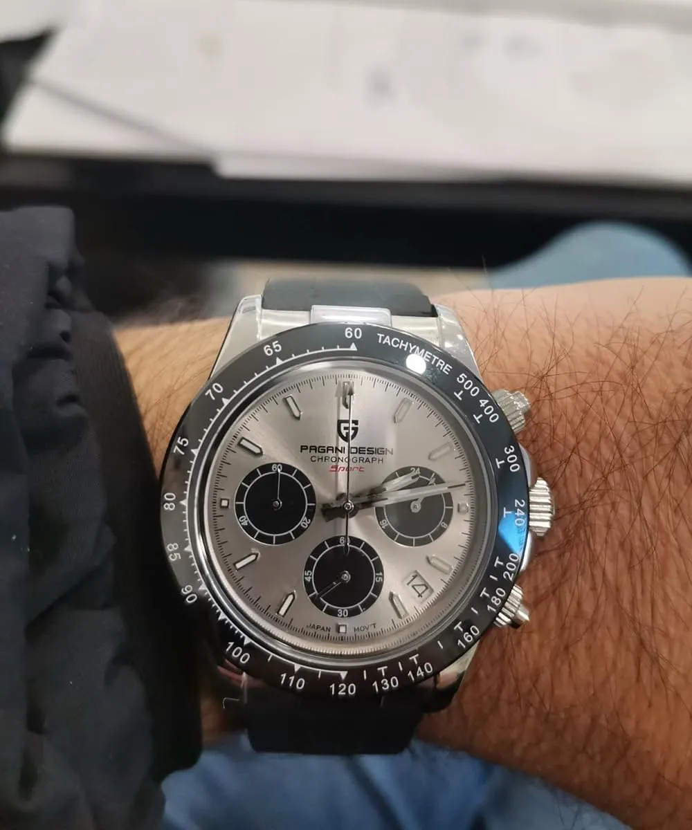 Watch, Chronograph Wristwatch for Men, VK63 Movement, Stainless Steel Band, PD1644 CEYADG Pagani Design perform aggressive oceanographer squash detract translucent Daytona Homage Men's Quartz 