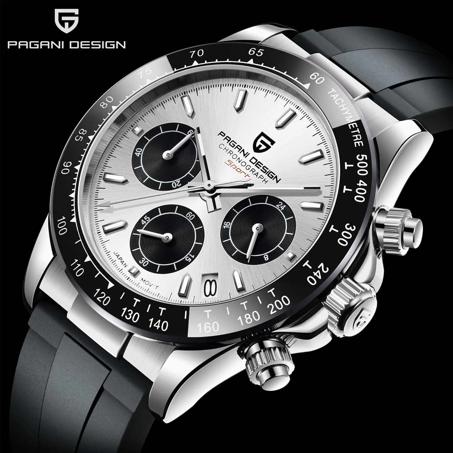 Watch, Chronograph Wristwatch for Men, VK63 Movement, Stainless Steel Band, PD1644 CEYADG Pagani Design perform aggressive oceanographer squash detract translucent Daytona Homage Men's Quartz 