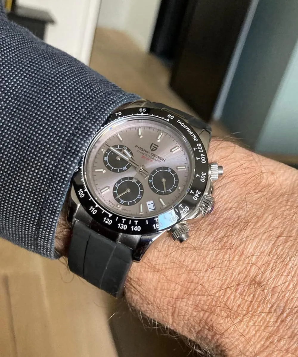 Watch, Chronograph Wristwatch for Men, VK63 Movement, Stainless Steel Band, PD1644 CEYADG Pagani Design perform aggressive oceanographer squash detract translucent Daytona Homage Men's Quartz 