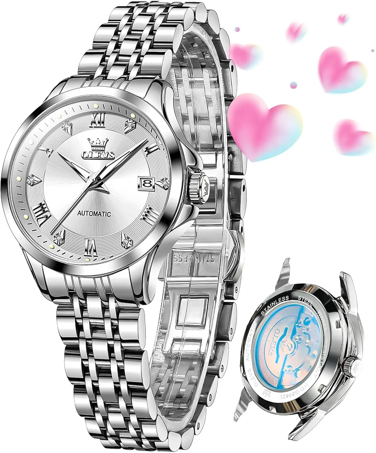 Watch Diamond Luxury Date Ladies Dress Classic Self Winding Wrist Watches Luminous Waterproof OLEVS supersonic Womens Automatic 