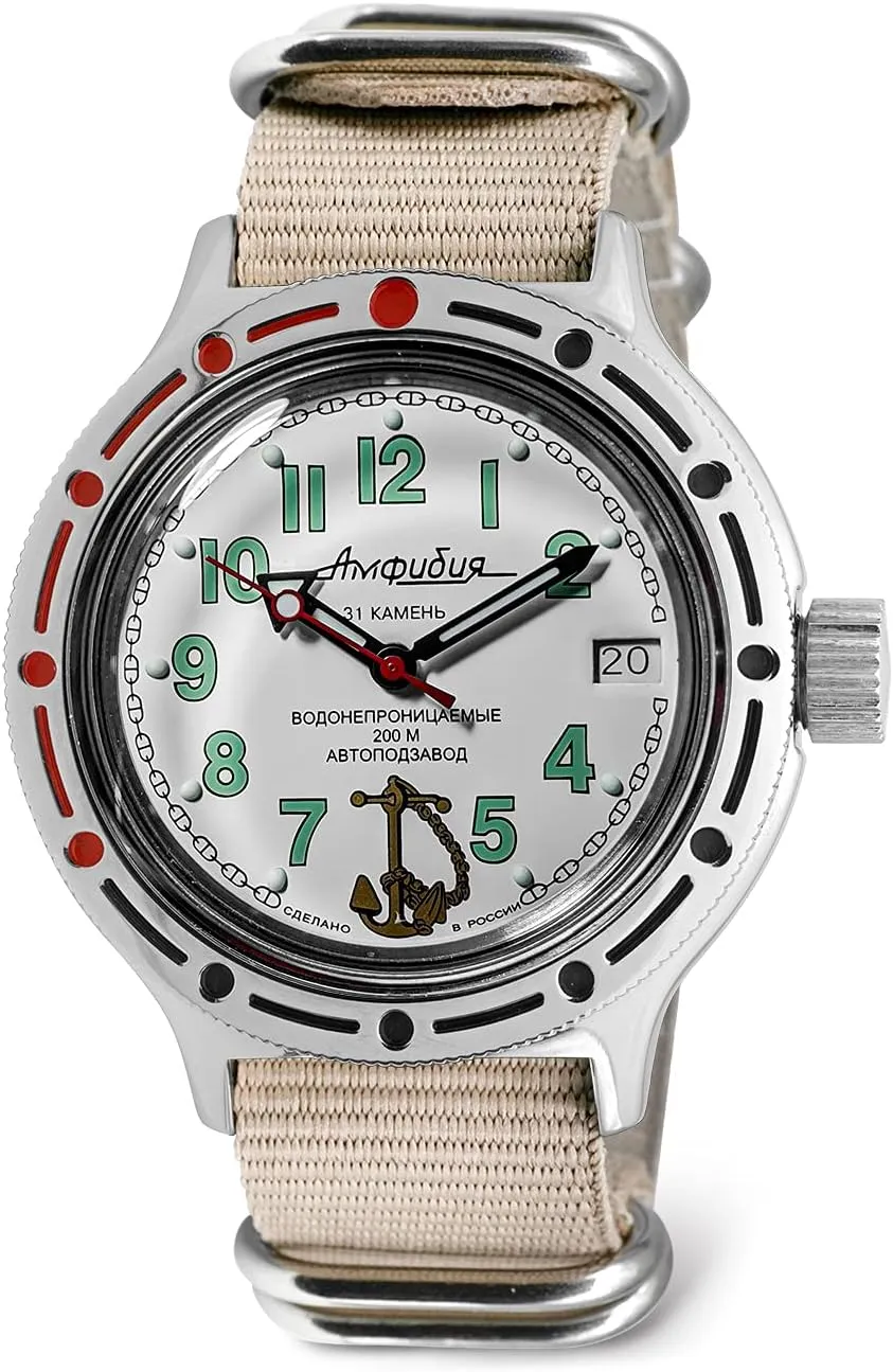 Watch disapproval selection | WR 200 m | Fashion | Business | Casual Men's Watches | Model 420381 Amfibia VOSTOK | Sea Captain Amphibian Automatic Self-Winding Russian Diver 
