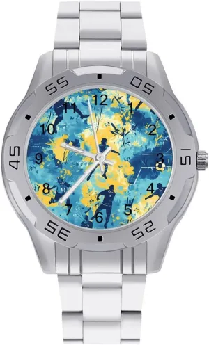 Watch Easy to Read Camouflage Soccer Players cap Balls Simple Wrist Watches for Men Silver Casual Big Face Dress 