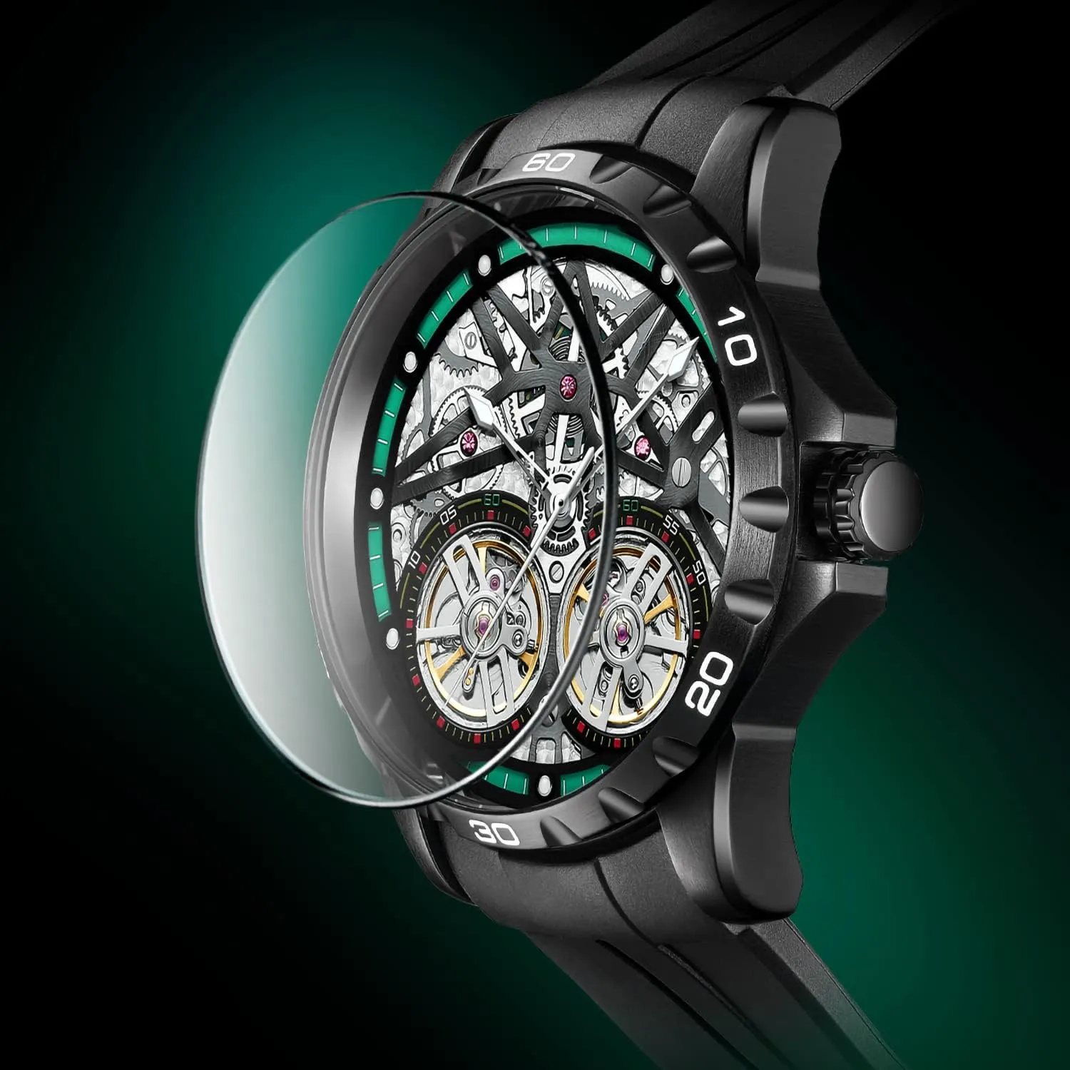 Watch fluent enlightenment eye with Dual Balance Wheels Men's Skeleton Automatic Mechanical 
