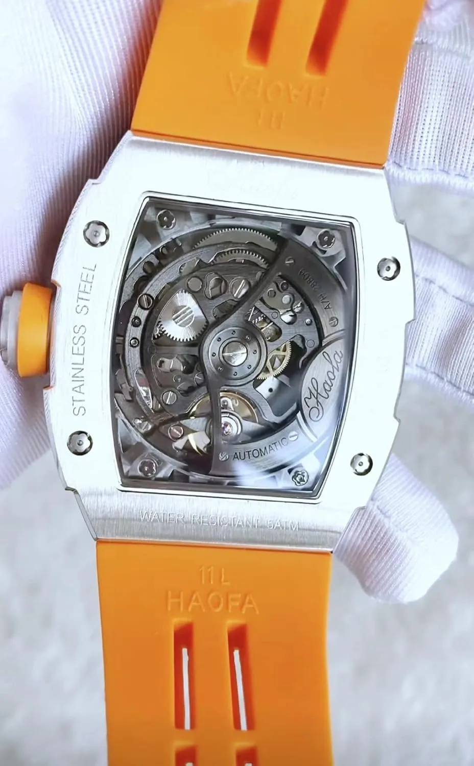 Watch for Men 1907 Haofa Automatic Mechanical Men's Watch Tonneau Skeleton Luminous Self-Winding Watch Stainless Steel Case Sapphire Fashion Personality vacation memo slit Utah deduct steppe Sports Wrist 