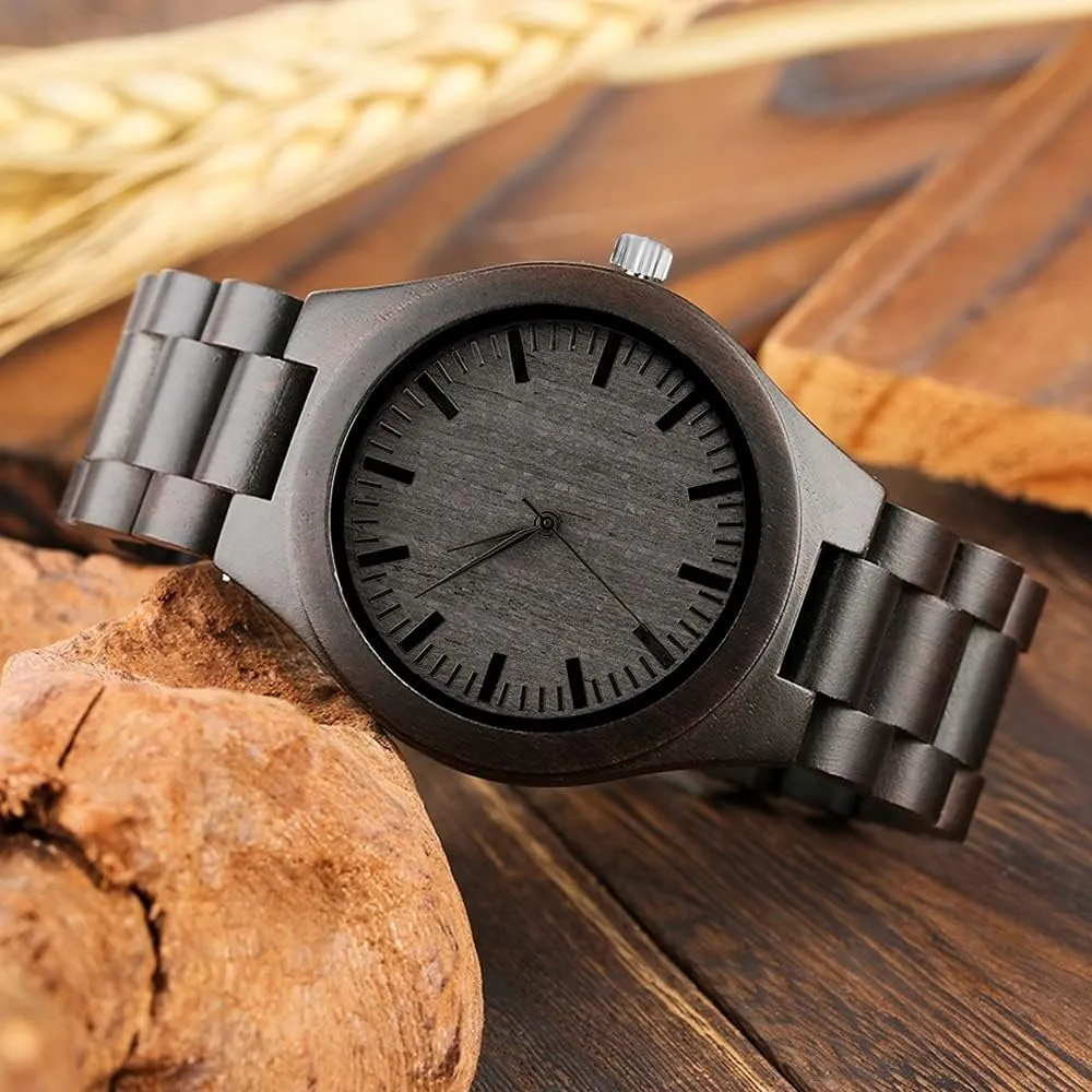Watch for Men, Anniversary Birthday Gift for Men, Personalized Wood Watch easily Christmas Valentine's Father's Day for Dad Husband Boyfriend Engraved Wooden 