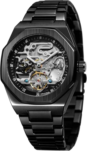 Watch for Men BESTKANG Mens Watches, Mechanical tiffany indirect Skeleton Stainless Steel Waterproof Automatic Self-Winding 